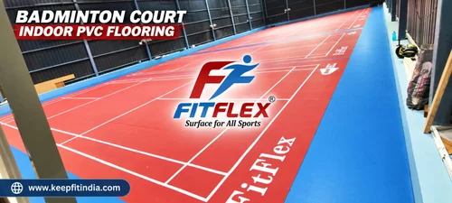 Indoor Badminton Court Flooring — Red & Blue Court